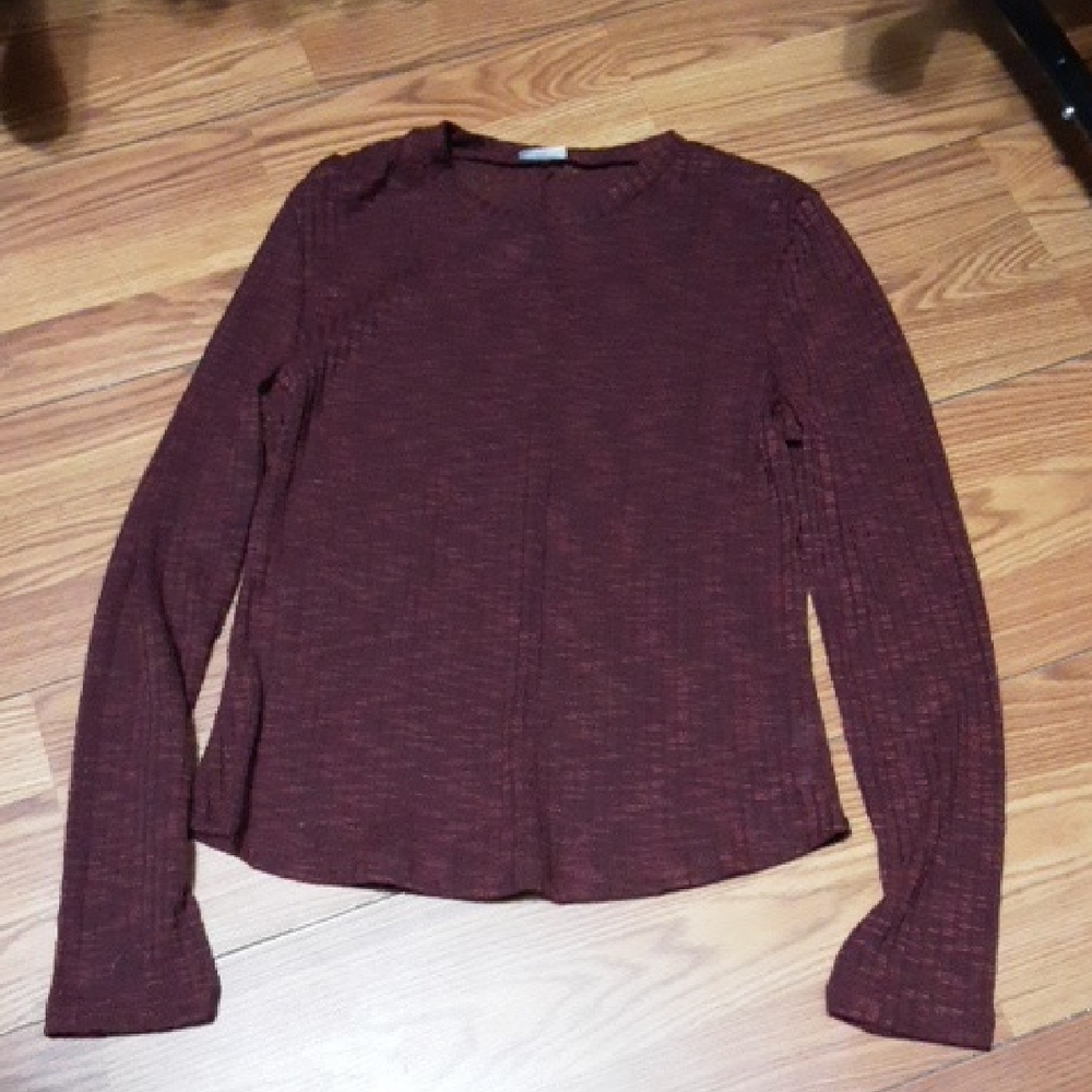 Intimately Free Free People Aura Wine Waffle Layering Long Sleeve Top
